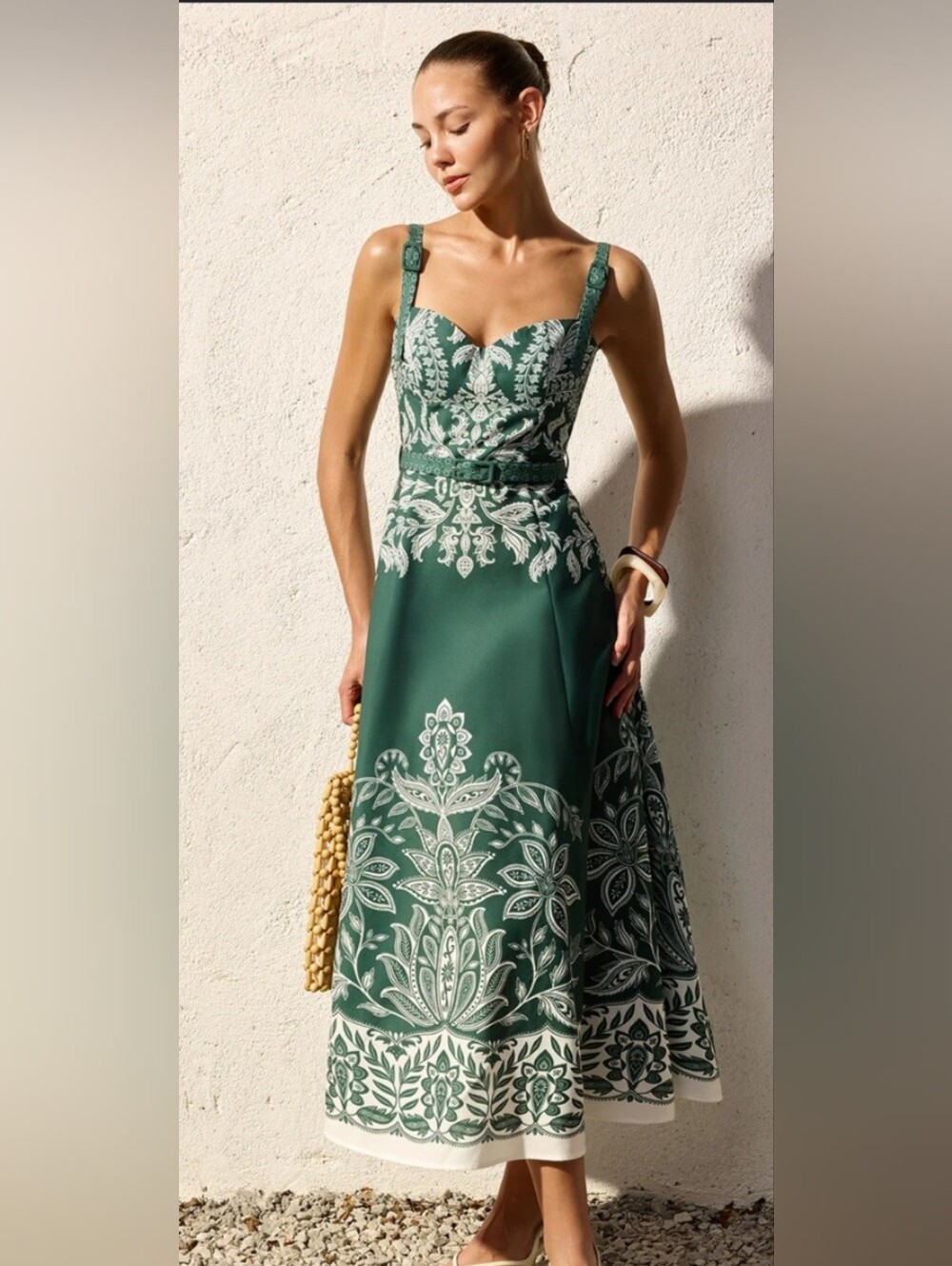 NWT Commense baroque Floral Print Belted Cami Maxi Dress size XS